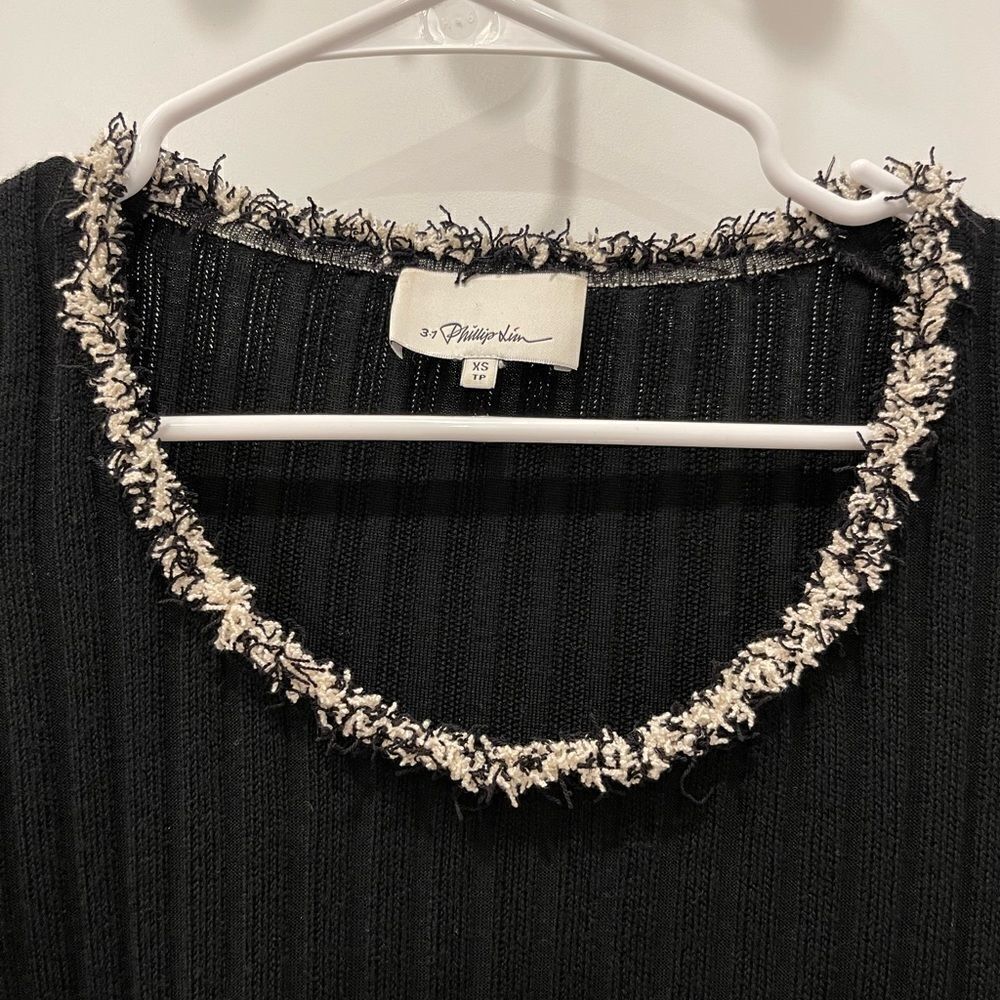 3.1 PHILLIP LIM Black Short Sleeves Wool Ribbed Sweater.Size XS - Picture 6 of 10